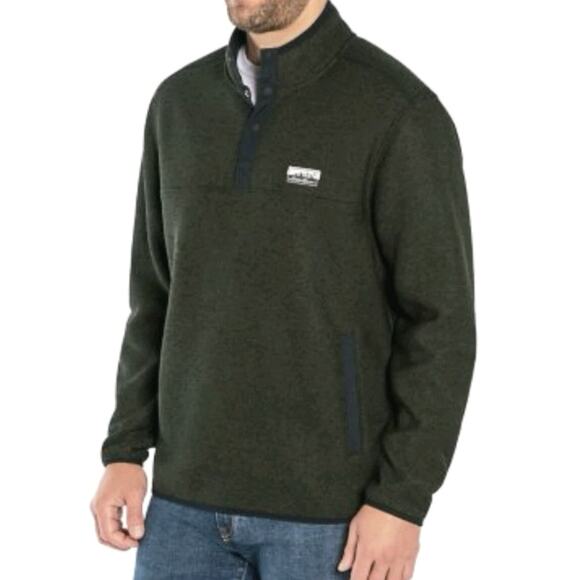 Men Eddie Bauer Green Sweater Fleece Snap Neck Pullover M Outdoors Gorp Rugged - Picture 11 of 11